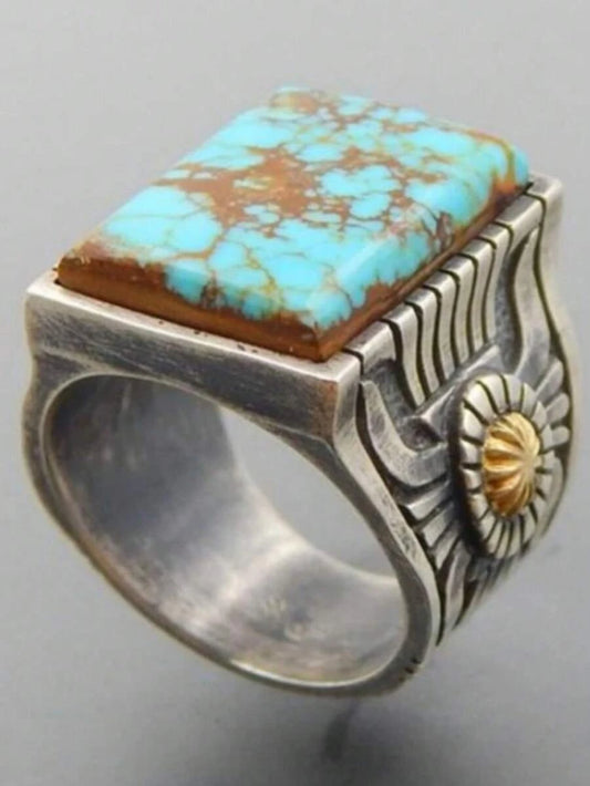Minimalist Vintage Square Turquoise Ring