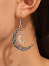 Retro Asymmetric Crescent Moon Drop Earrings