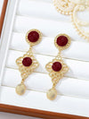 French Vintage Enamel Asymmetrical Long Earrings