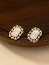 Geometric Faux Pearl Stud Earrings