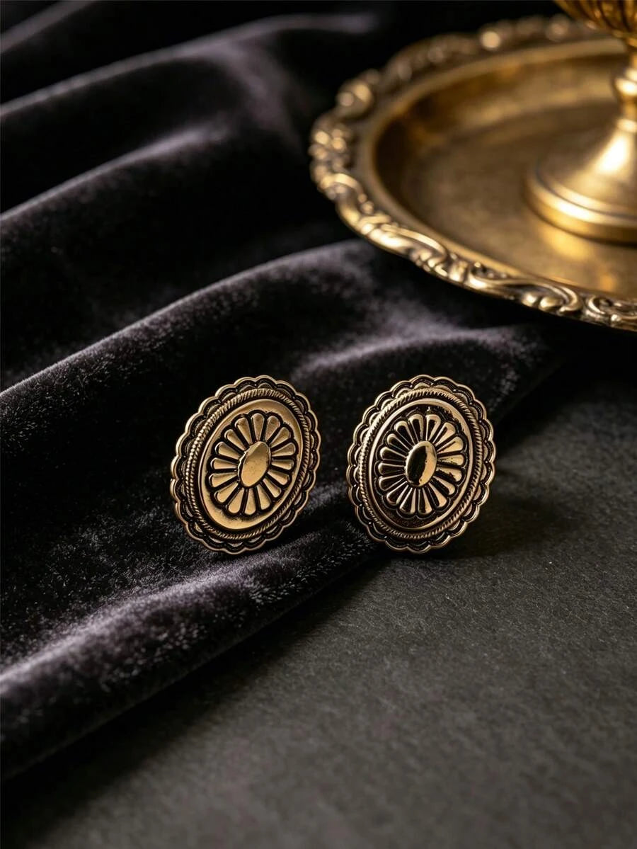 Vintage Carved Geometric Earrings