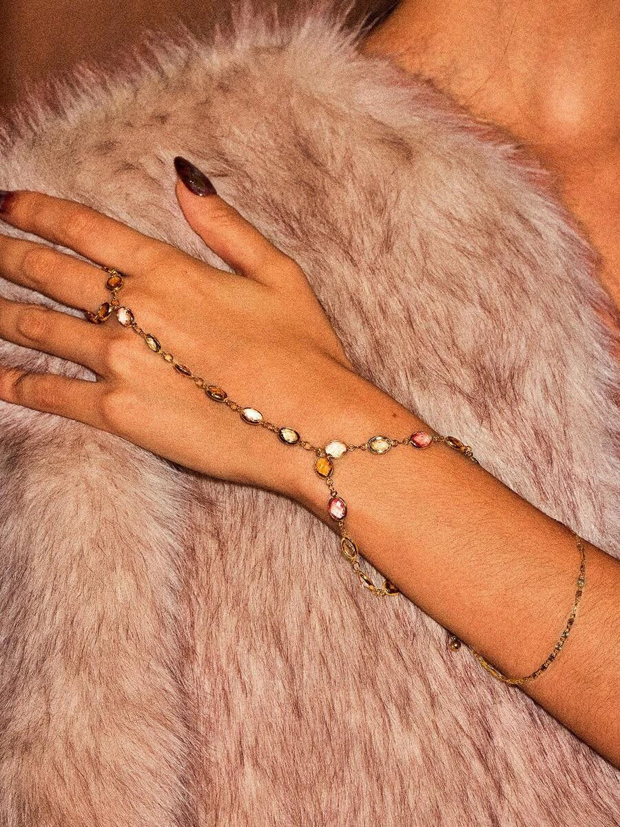 Glisma 18K Gold-Plated Beaded Finger Chain