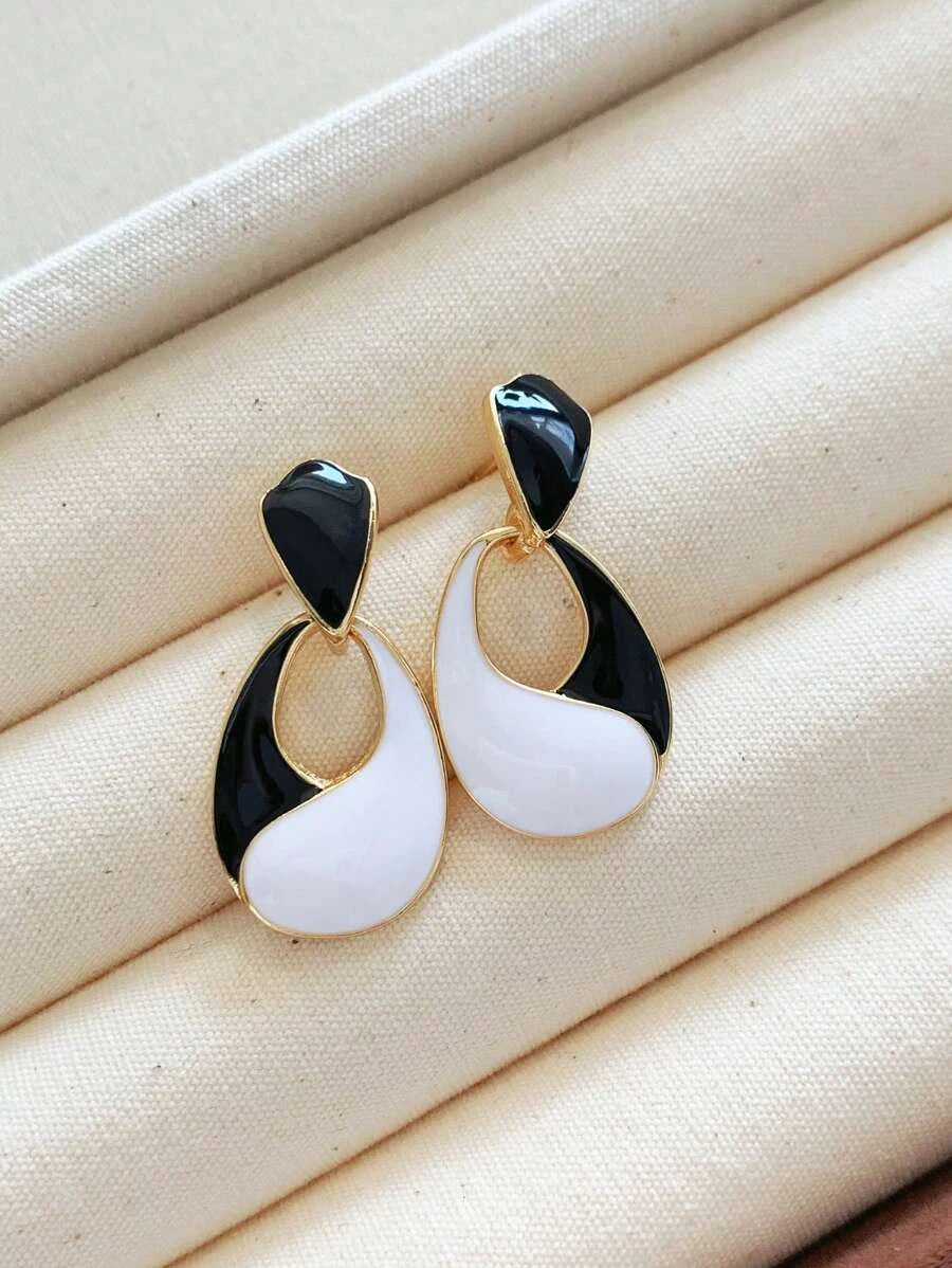 Two Tone Drop Earrings