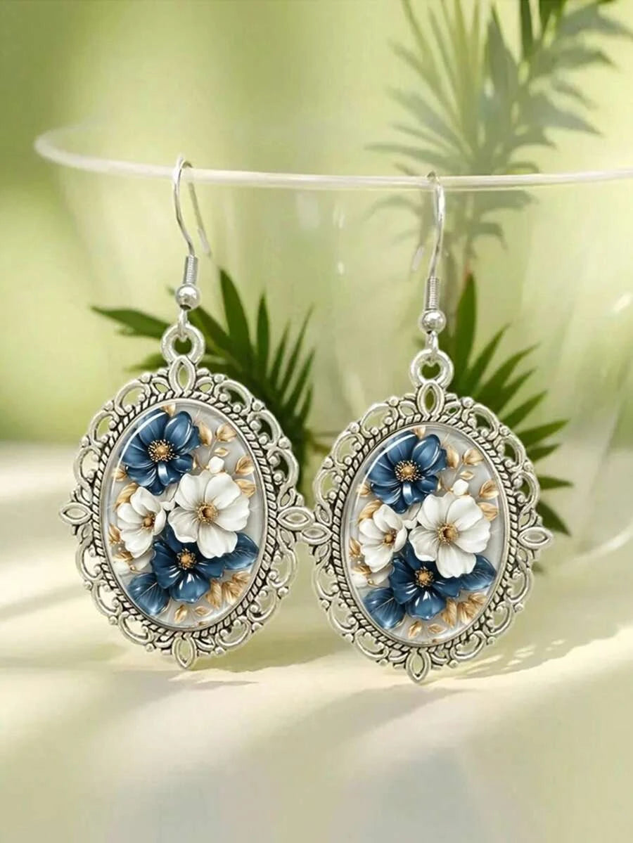 Vintage Floral Teardrop Earrings