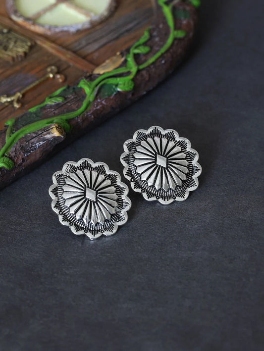 Vintage Carved Geometric Earrings
