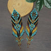 Geometric Beaded Tassel Earrings