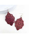 Wood Lace Pattern Carved Drop Earrings