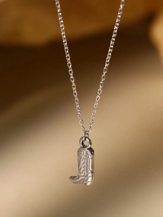 Punk Vintage Cowboy Boot Necklace