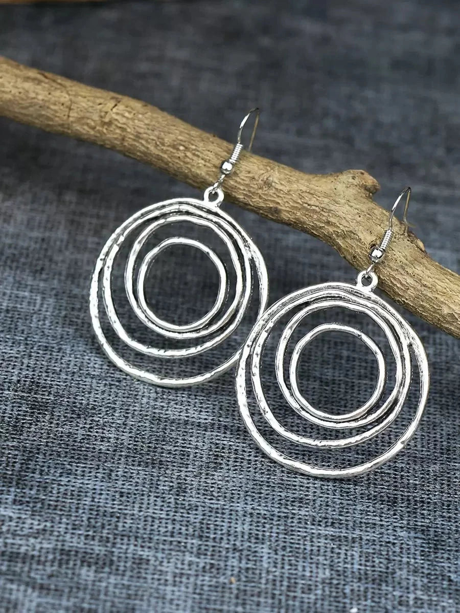 Vintage Gold Multilayer Hoop Earrings