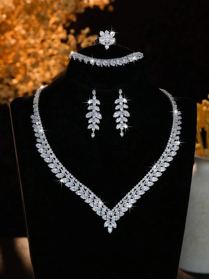 Bridal Rhinestone V-Shaped Jewelry Set