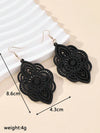 Wood Lace Pattern Carved Drop Earrings