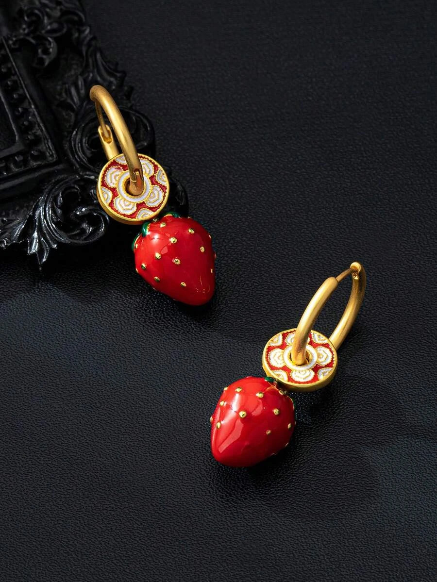 Enamel Geometric Hoop Earrings