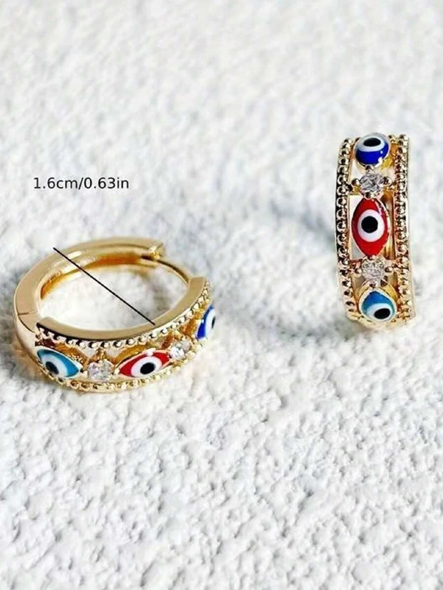 Gold Plated Crystal Demon Eye Earrings