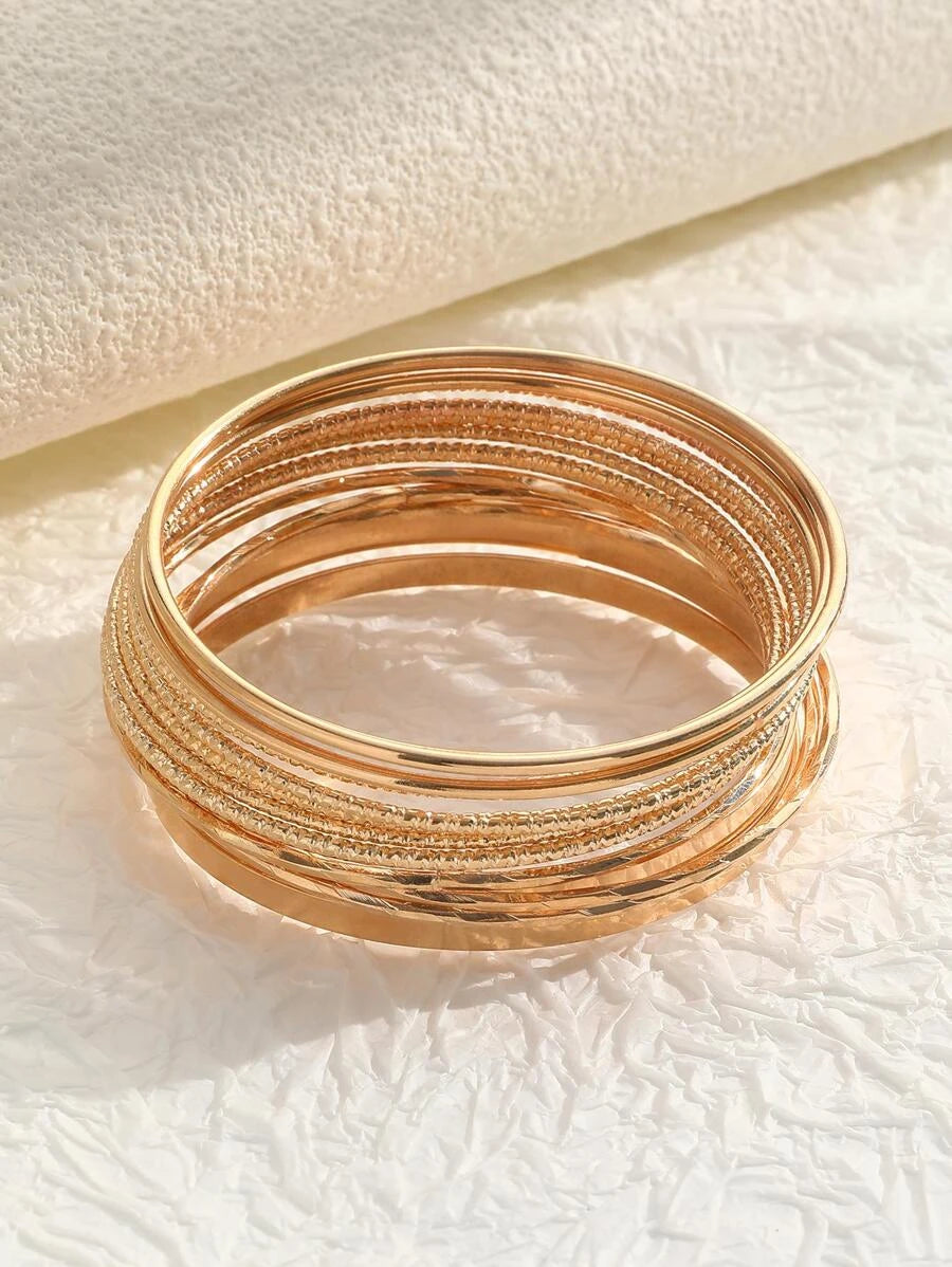 Bohemian Textured Bangle Bracelet Set