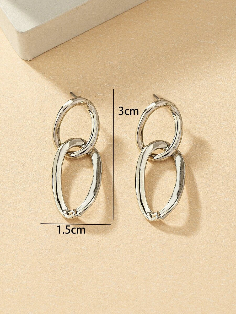Chain Design Drop Earrings