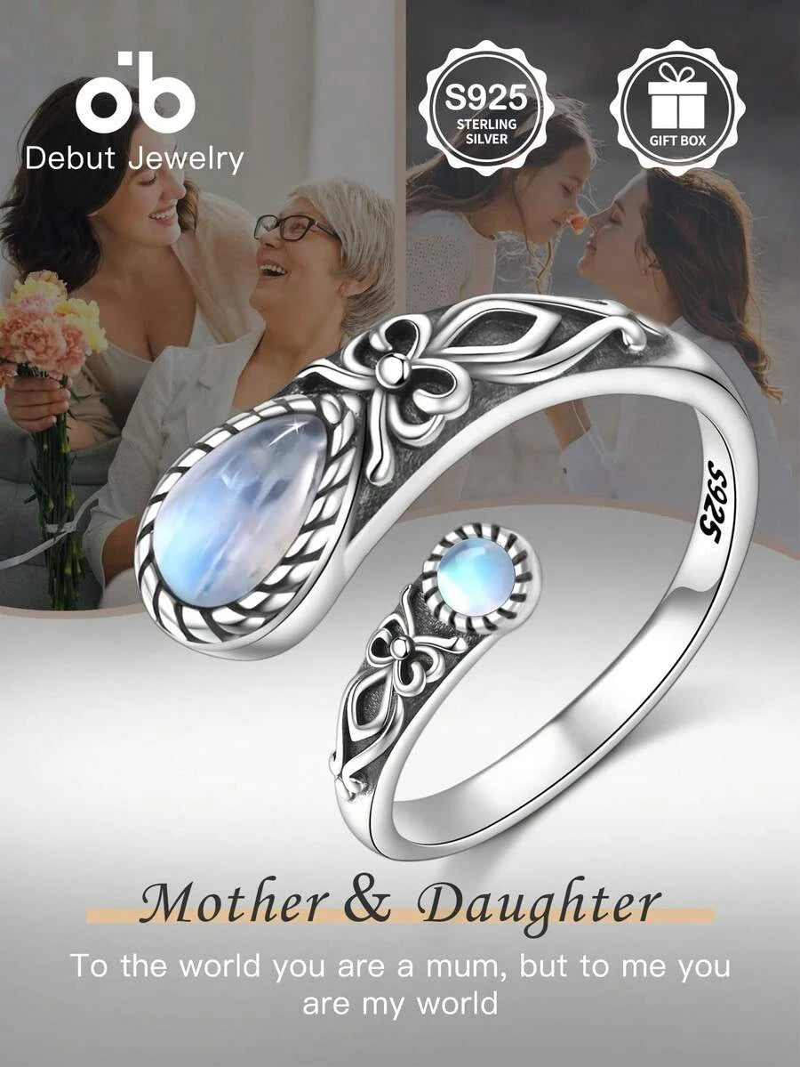 Sterling Silver Moonstone Spoon Ring