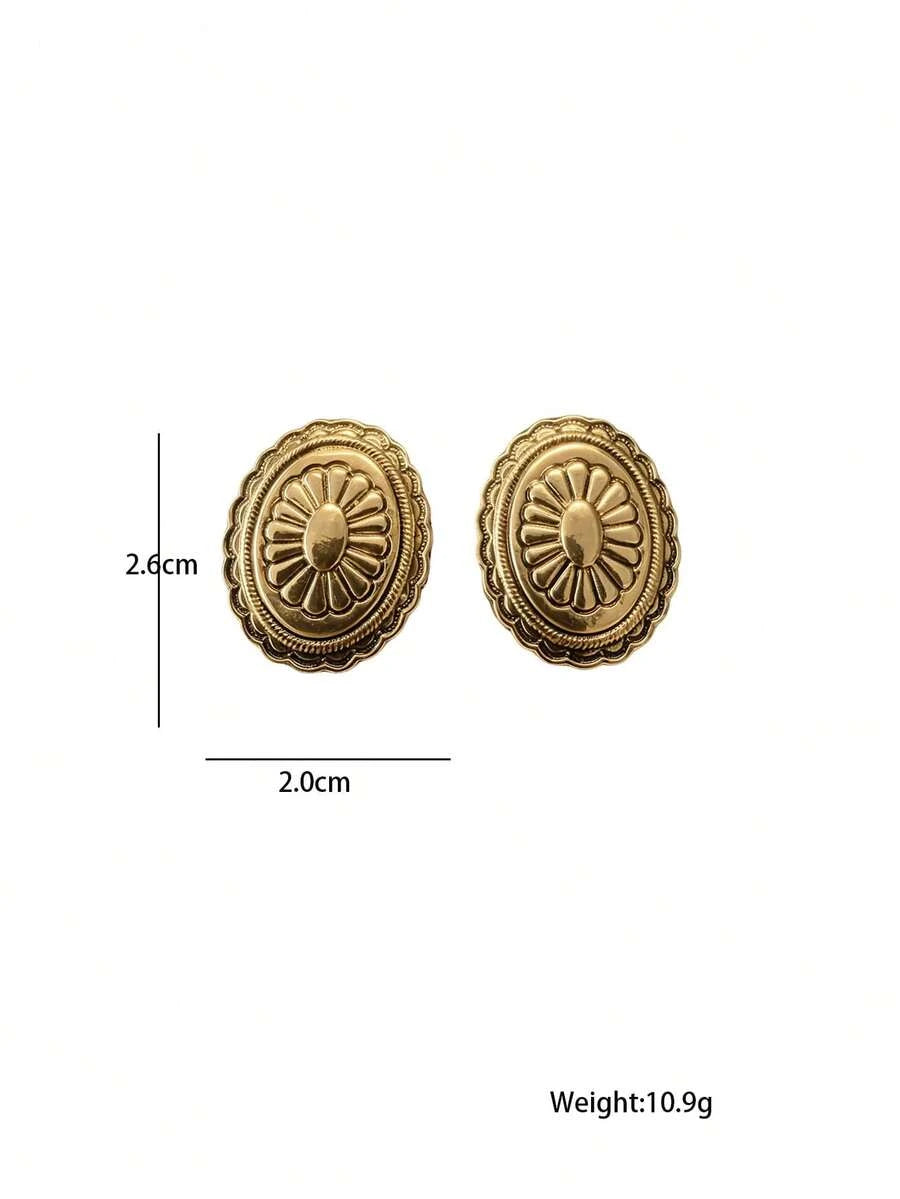 Vintage Carved Geometric Earrings