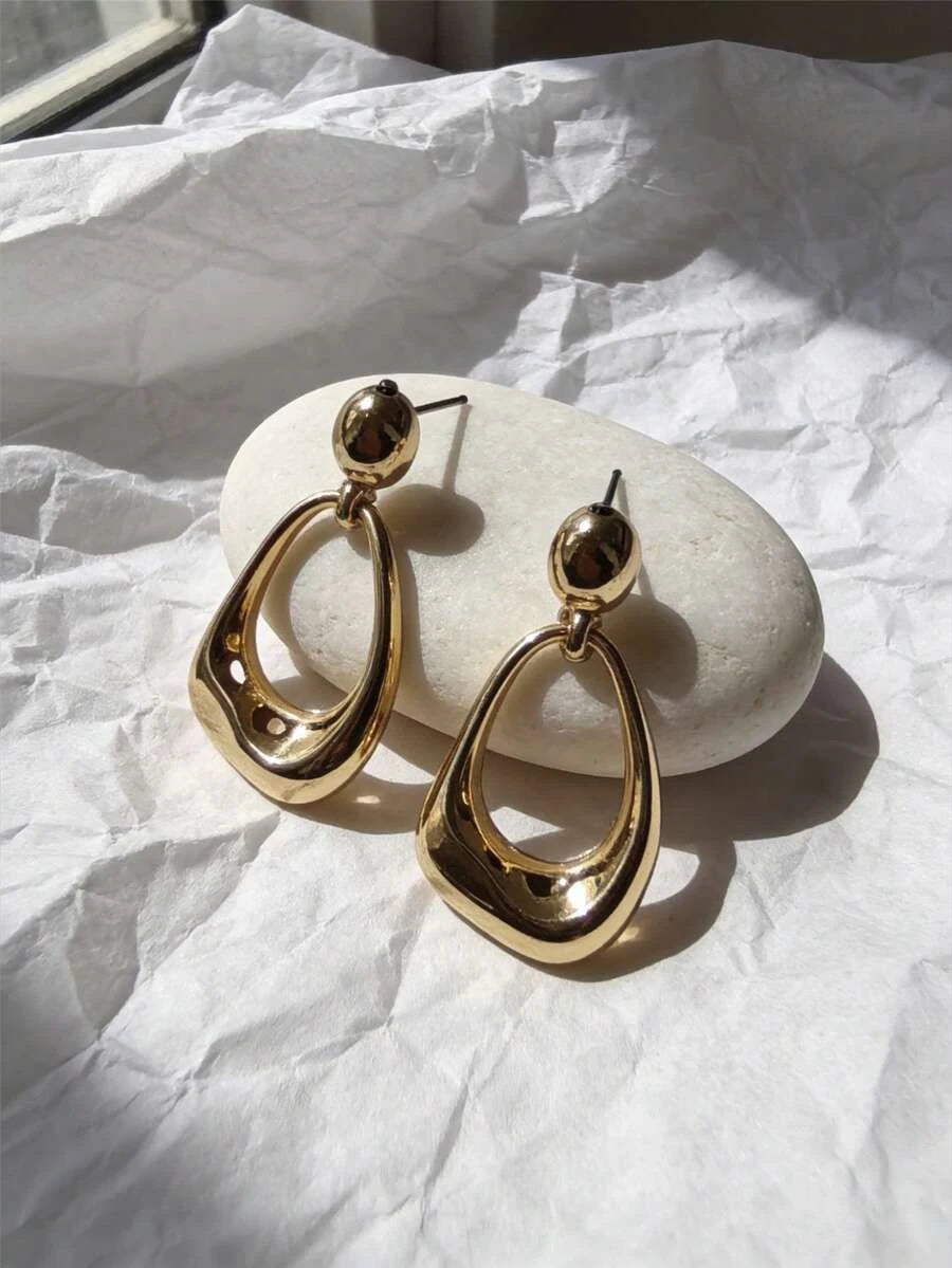 Chunky Gold Teardrop Dangle Earrings