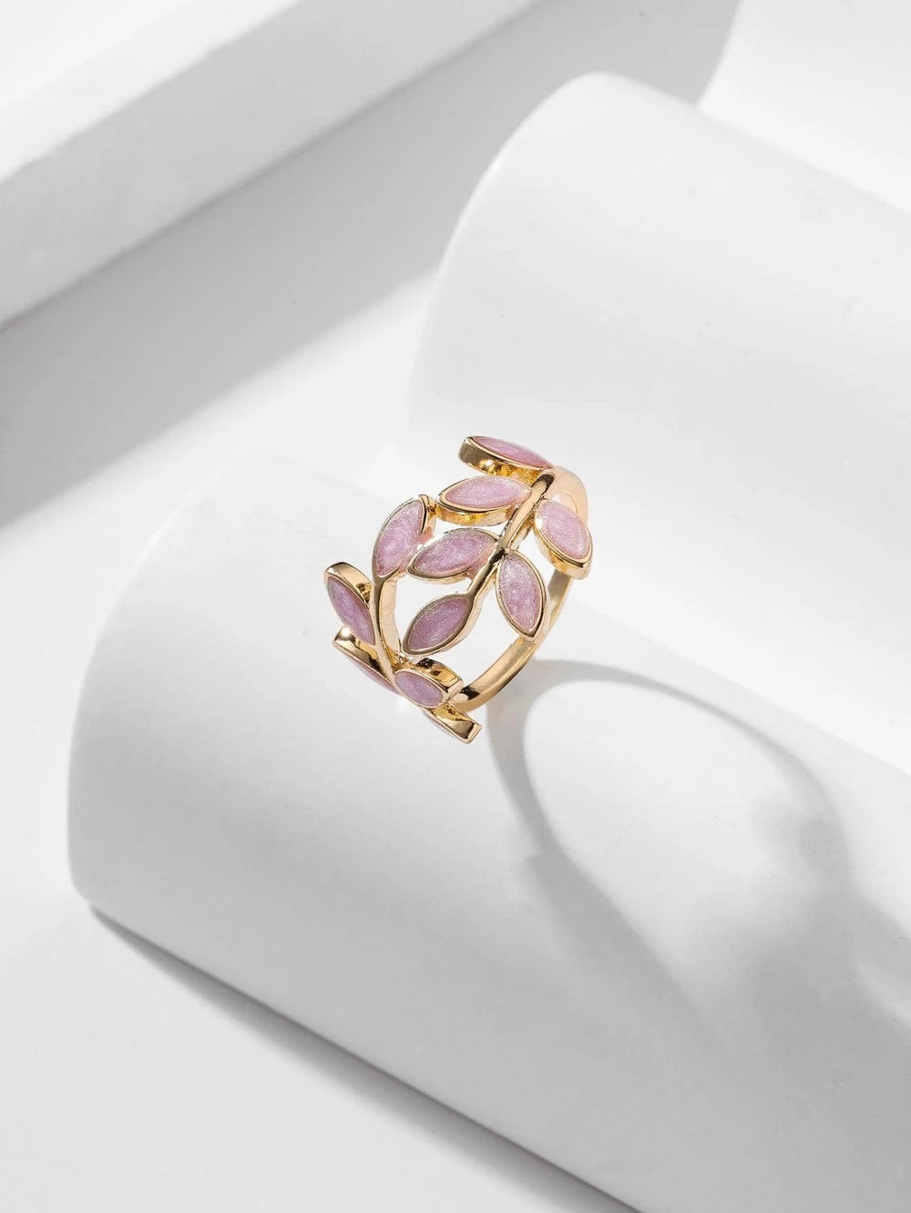 Color Block Leaf Cuff Ring