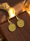 Gold Plated Coin Shaped Retro Earrings