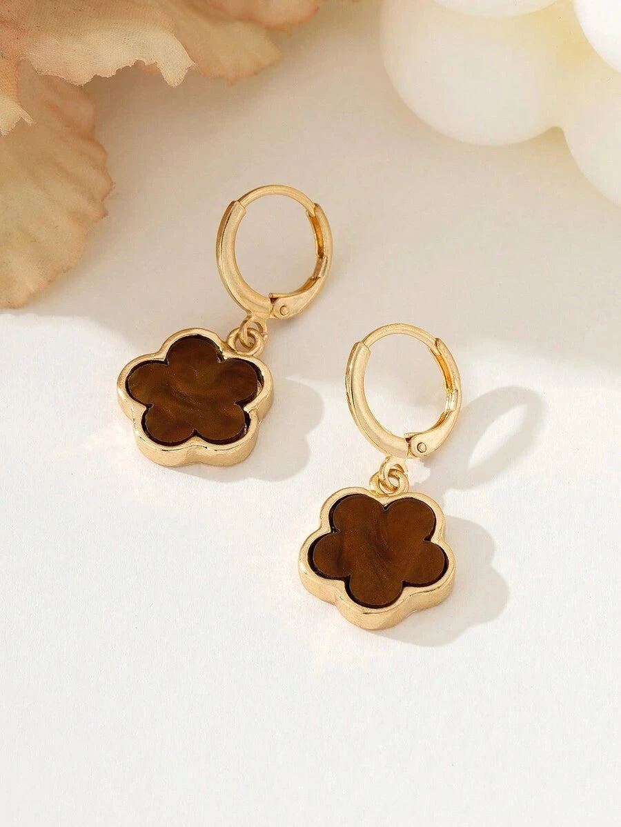 Metal Lucky Clover Pendant Earrings
