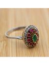 Retro Boho Red Cubic Zirconia Two Tone Ring