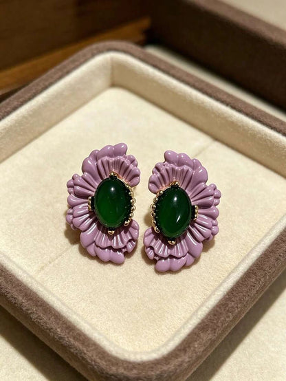 Vintage Purple Flower Earrings