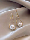 Vintage Faux Pearl Copper Dangle Earrings