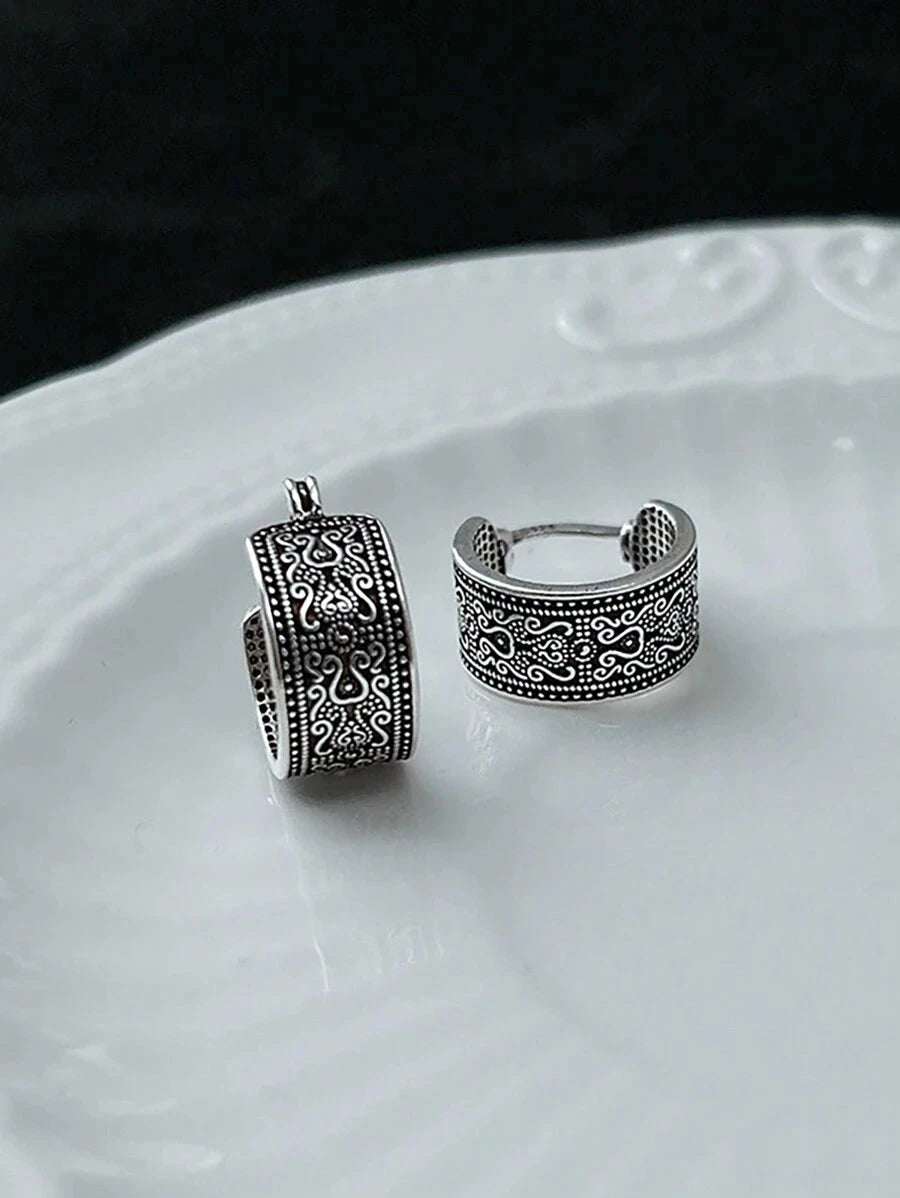 Vintage Tang Grass Hoop Earrings