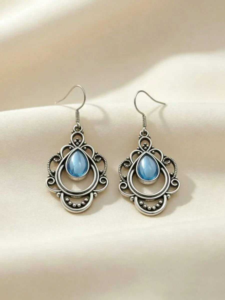 Vintage Bohemian Green Teardrop Earrings