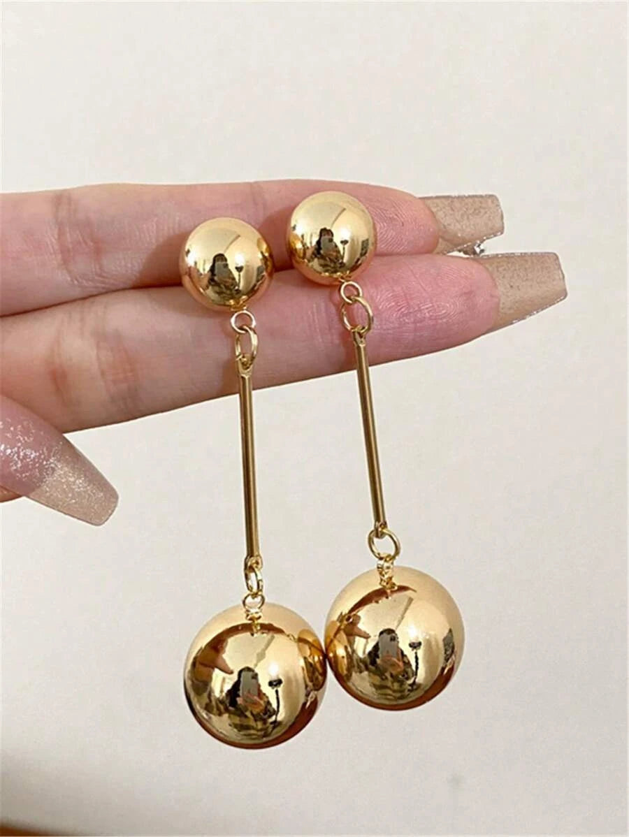 Metallic Ball Tassel Drop Earrings