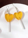 Summer Vacation Resin Heart Lollipop Dangle Earrings