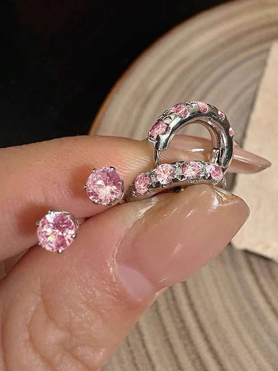Burgundy Geometric Hoop Earrings