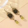 Vintage Water Drop Green Cubic Zirconia Earrings