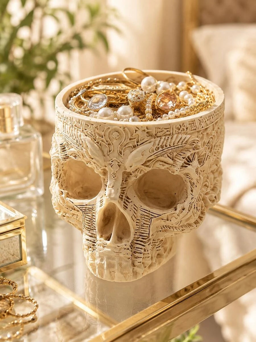 Gothic Resin Skull Jewelry Box