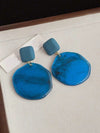 Vintage Dark Blue Asymmetrical Resin Pendant Earrings