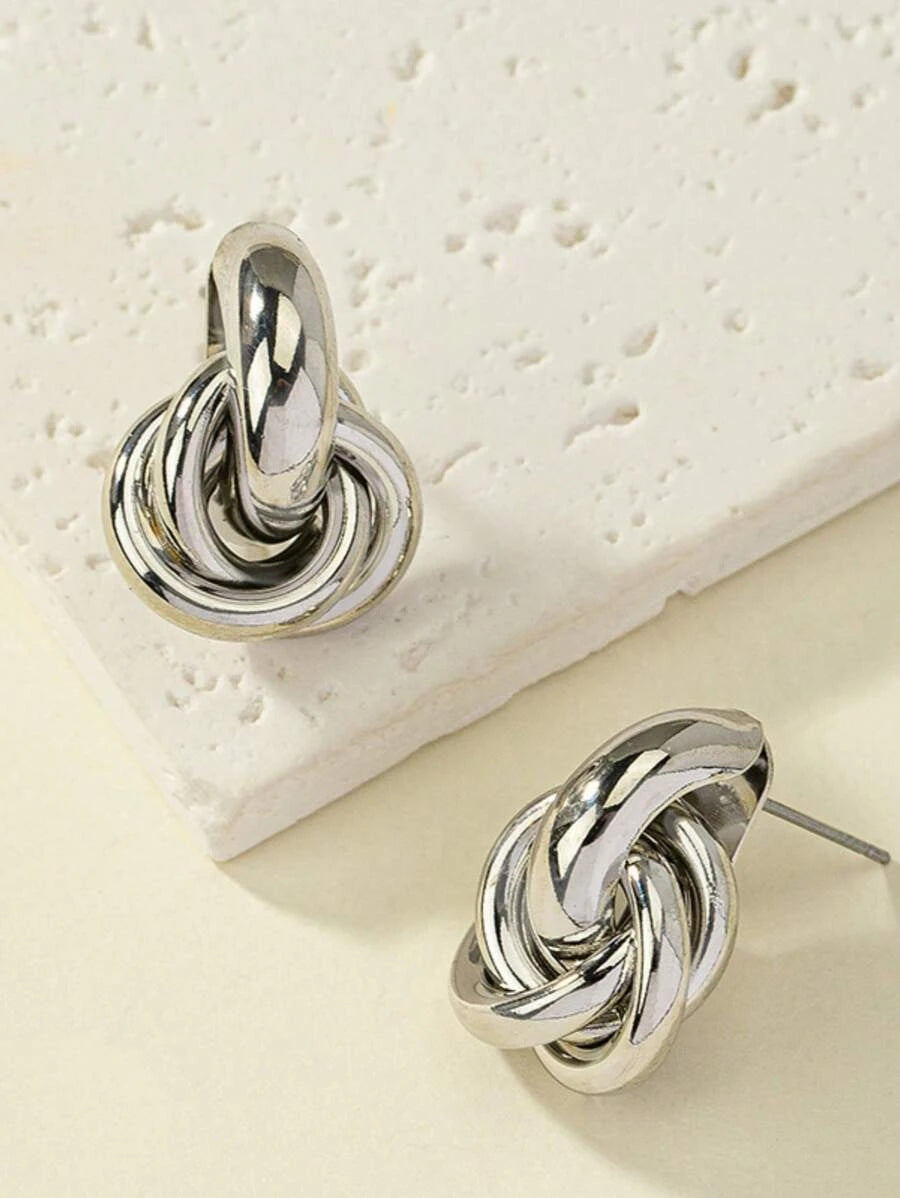 Geometric Double Circle Stud Earrings