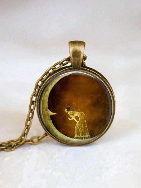 Vintage Moon Crescent Necklace