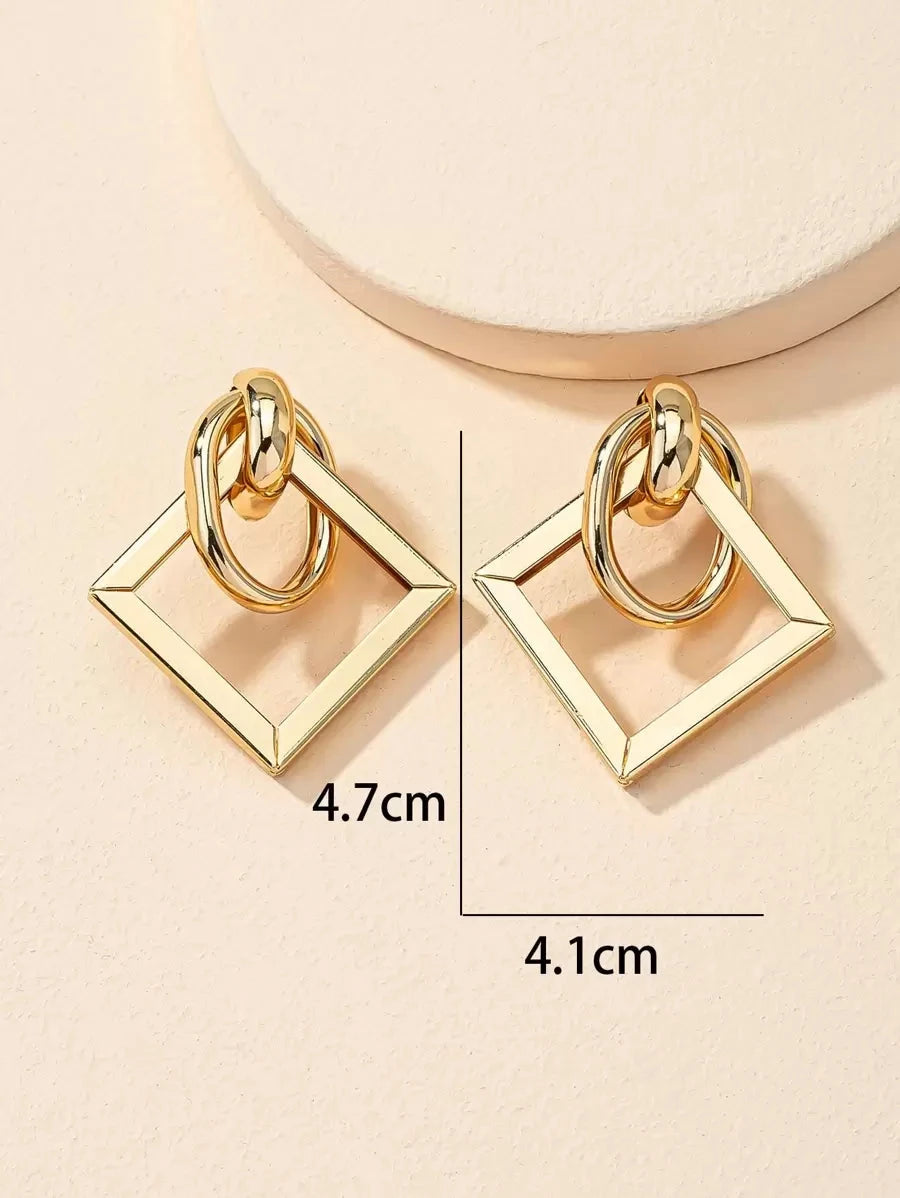 Geo Design Gold Earrings