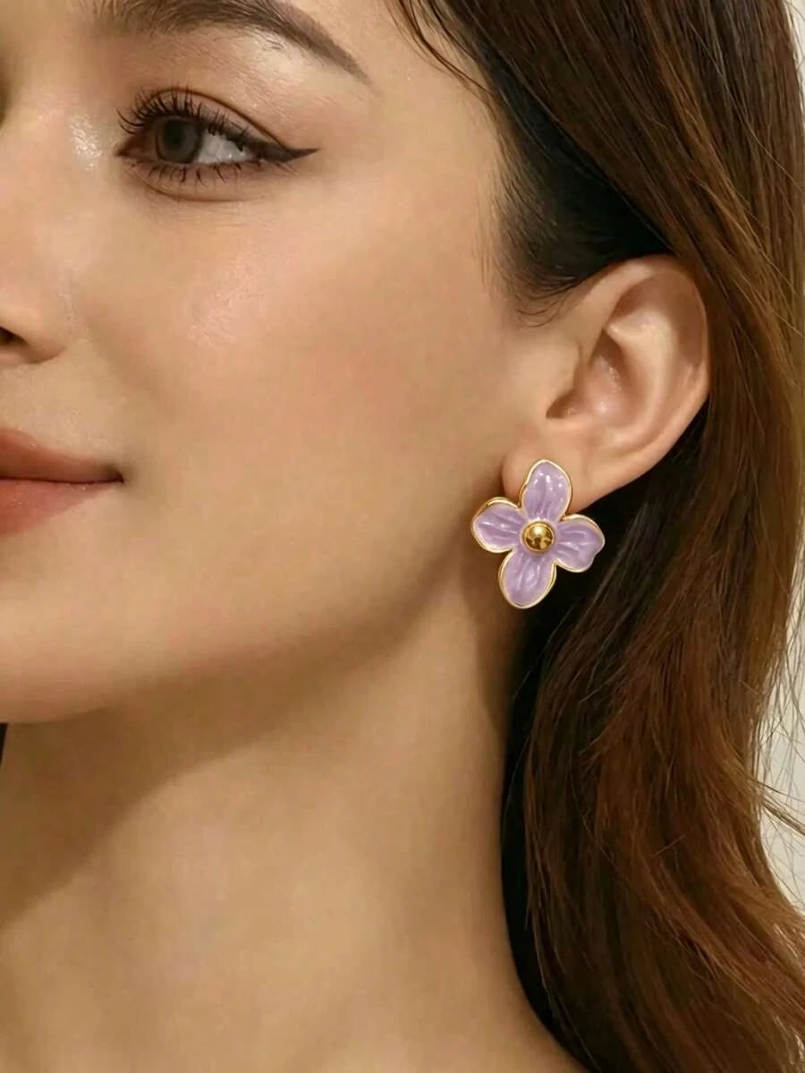 Elegant Stainless Steel Flower Earrings