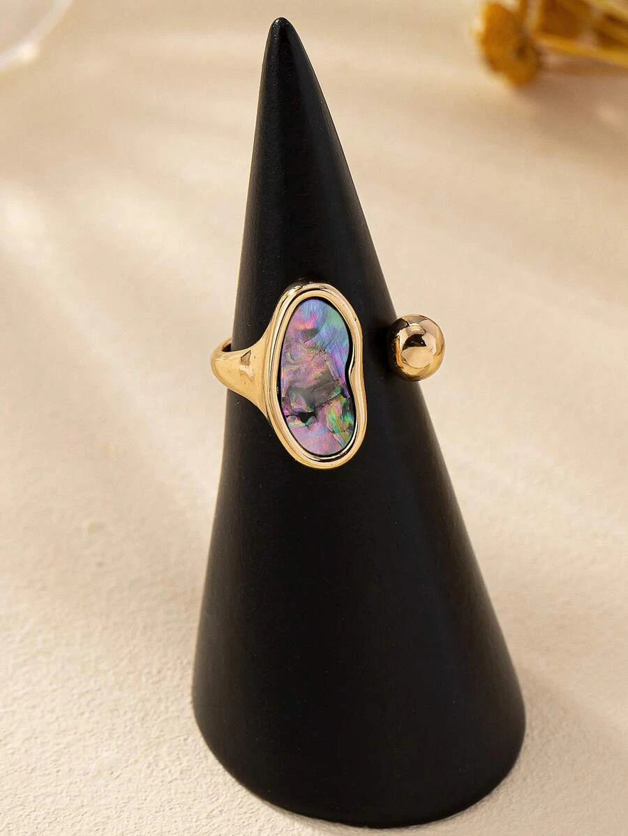 Gemstone Inlaid Single Opening Ring