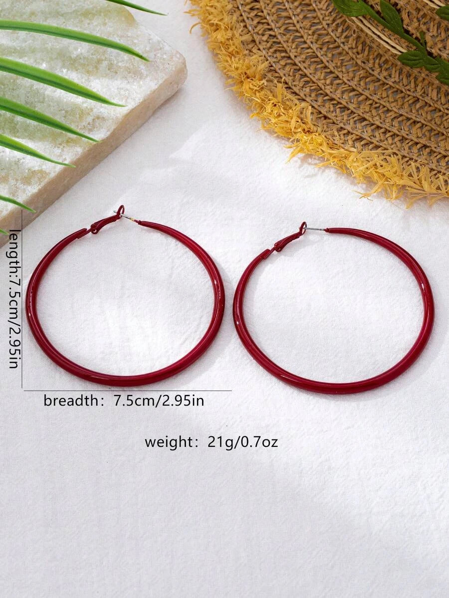 Vintage Red Spray Painted Hoop Earrings