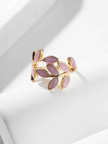 Color Block Leaf Cuff Ring