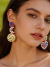 Retro Bohemian Enamel Flower Earrings