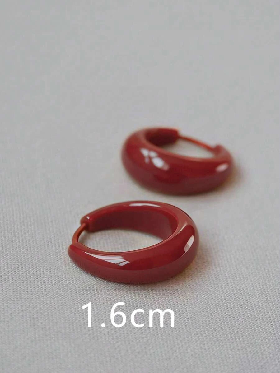 Burgundy Geometric Hoop Earrings