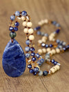 Bohemian Blue Lapis Lazuli Teardrop Pendant Necklace