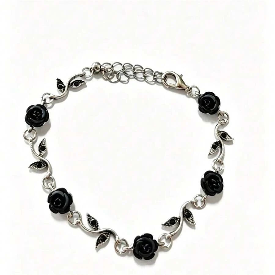 Minimalist Black Rose Bracelet