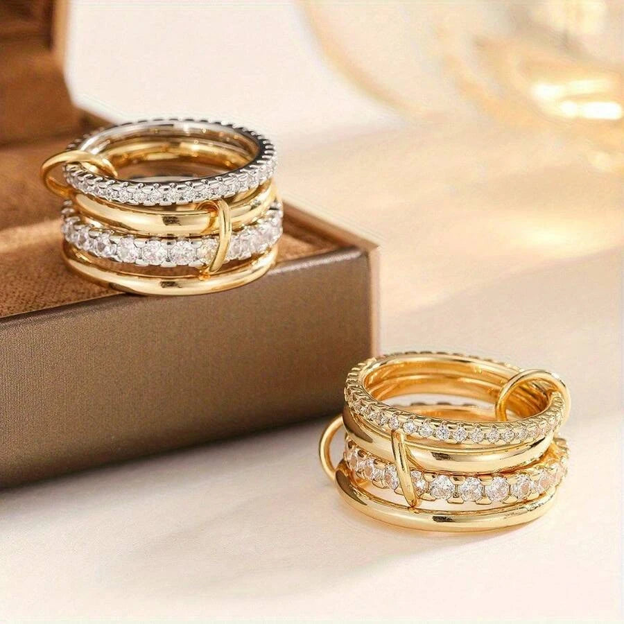 Two-Tone Stacked Zirconia Ring