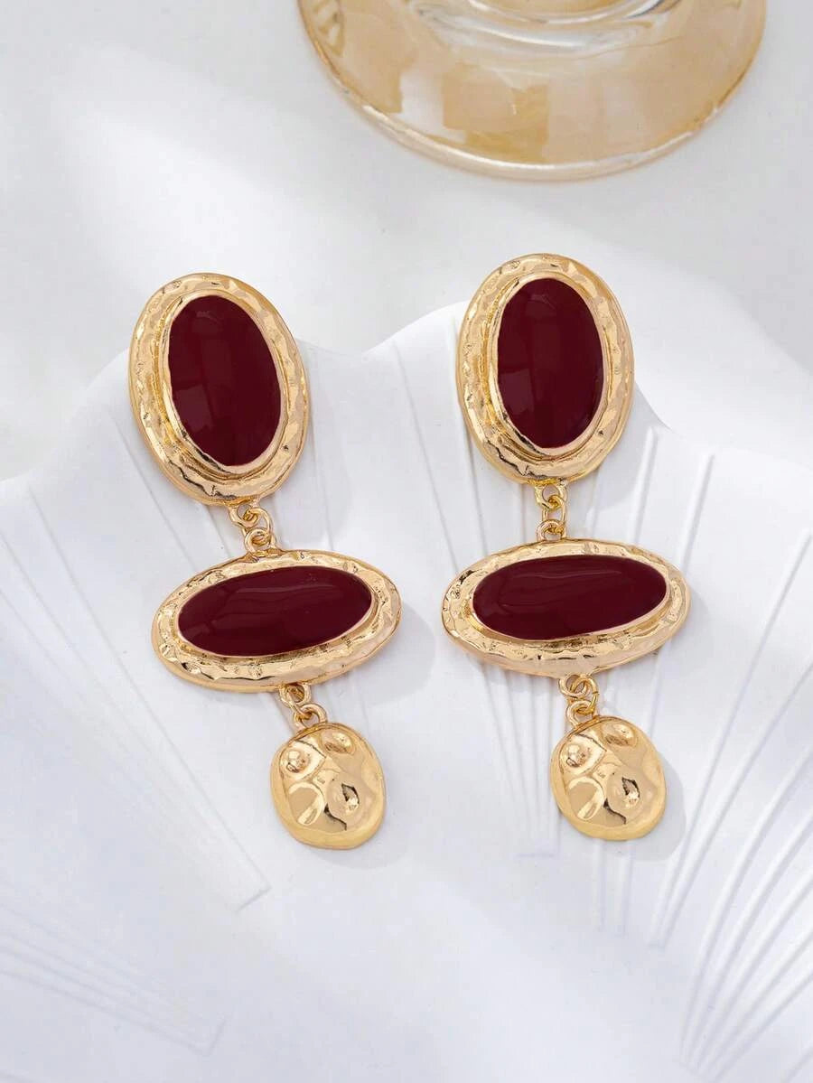 Vintage Palace Asymmetrical Enamel Dangle Earrings