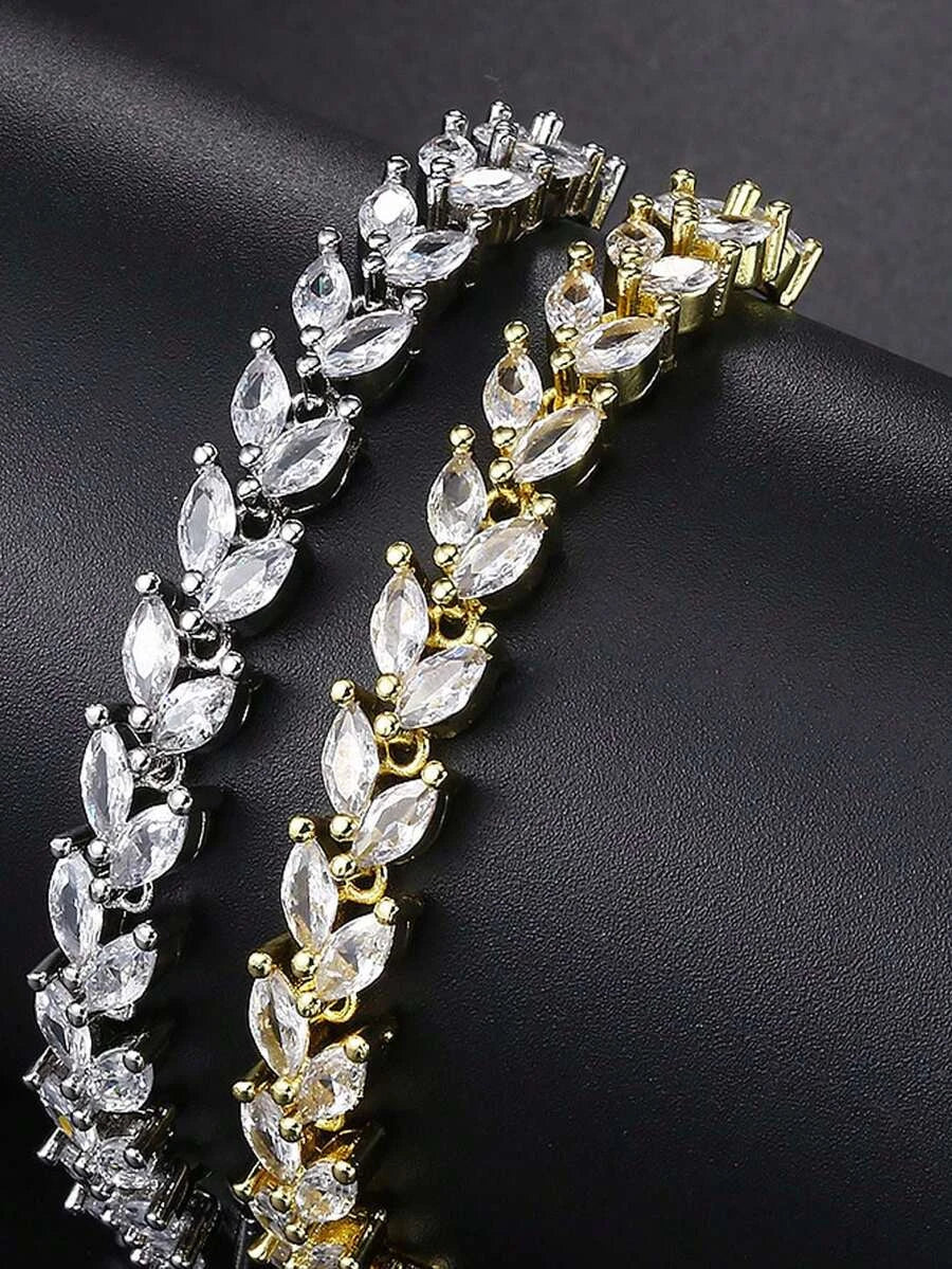 Gold Cubic Zirconia Chain Bracelet